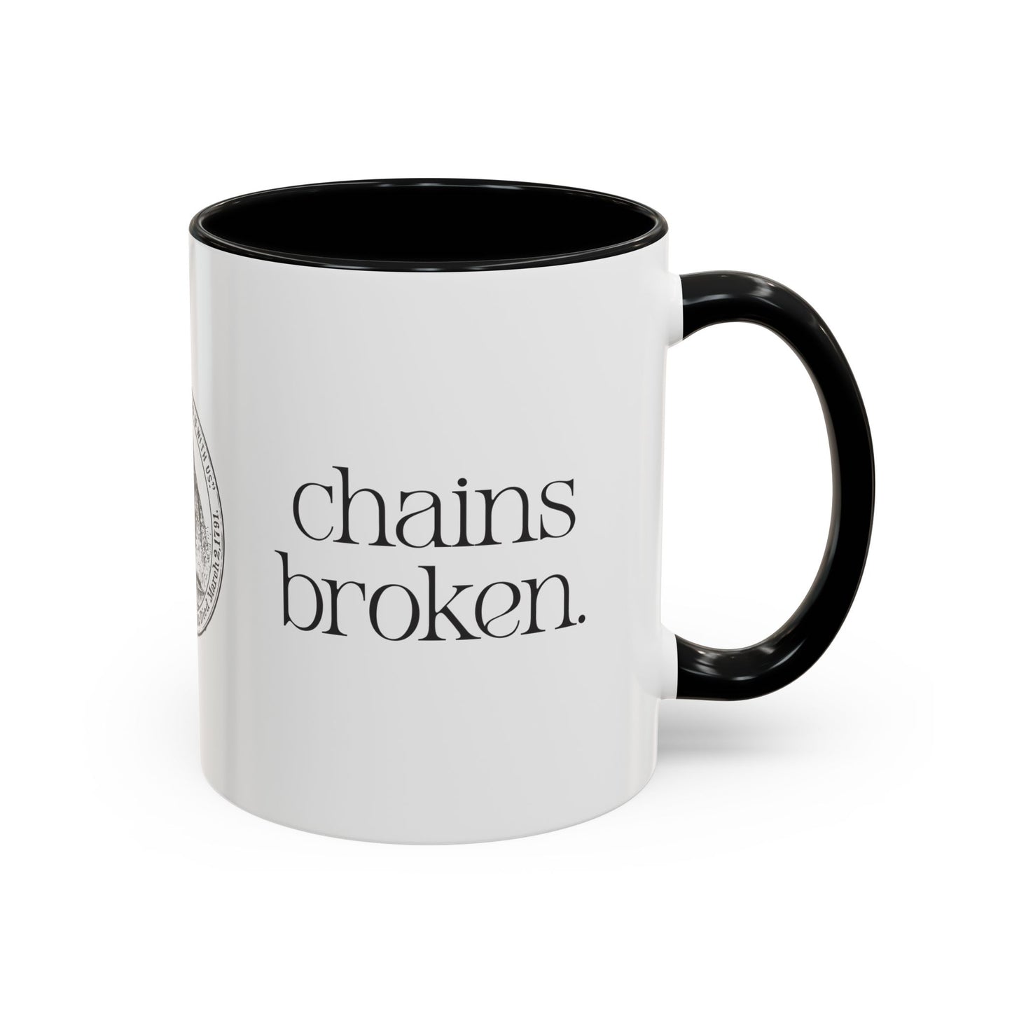 Hearts Free. Chains Broken. Accent Coffee Mug