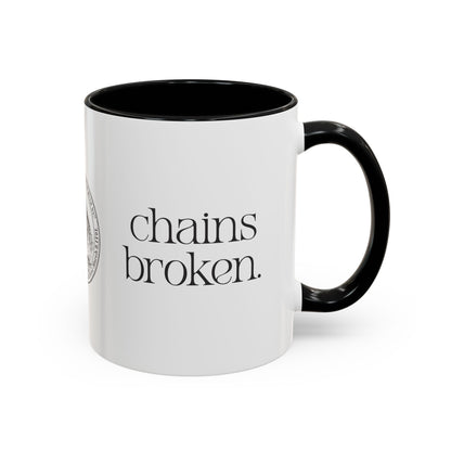 Hearts Free. Chains Broken. Accent Coffee Mug