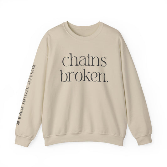Chains Broken. Heart Free. True Wesleyan. Crewneck Sweatshirt
