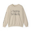 Chains Broken. Heart Free. True Wesleyan. Crewneck Sweatshirt