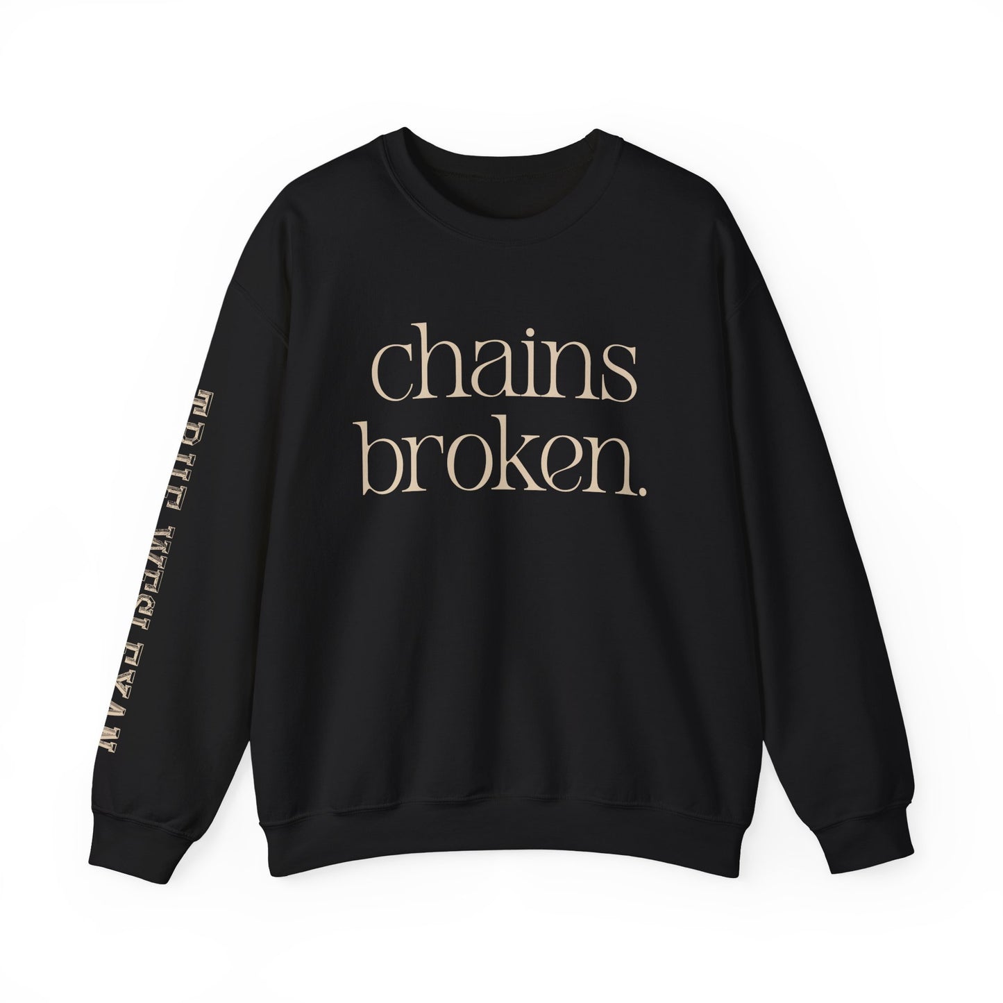 Chains Broken. Heart Free. True Wesleyan. Crewneck Sweatshirt