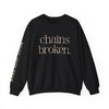 Chains Broken. Heart Free. True Wesleyan. Crewneck Sweatshirt